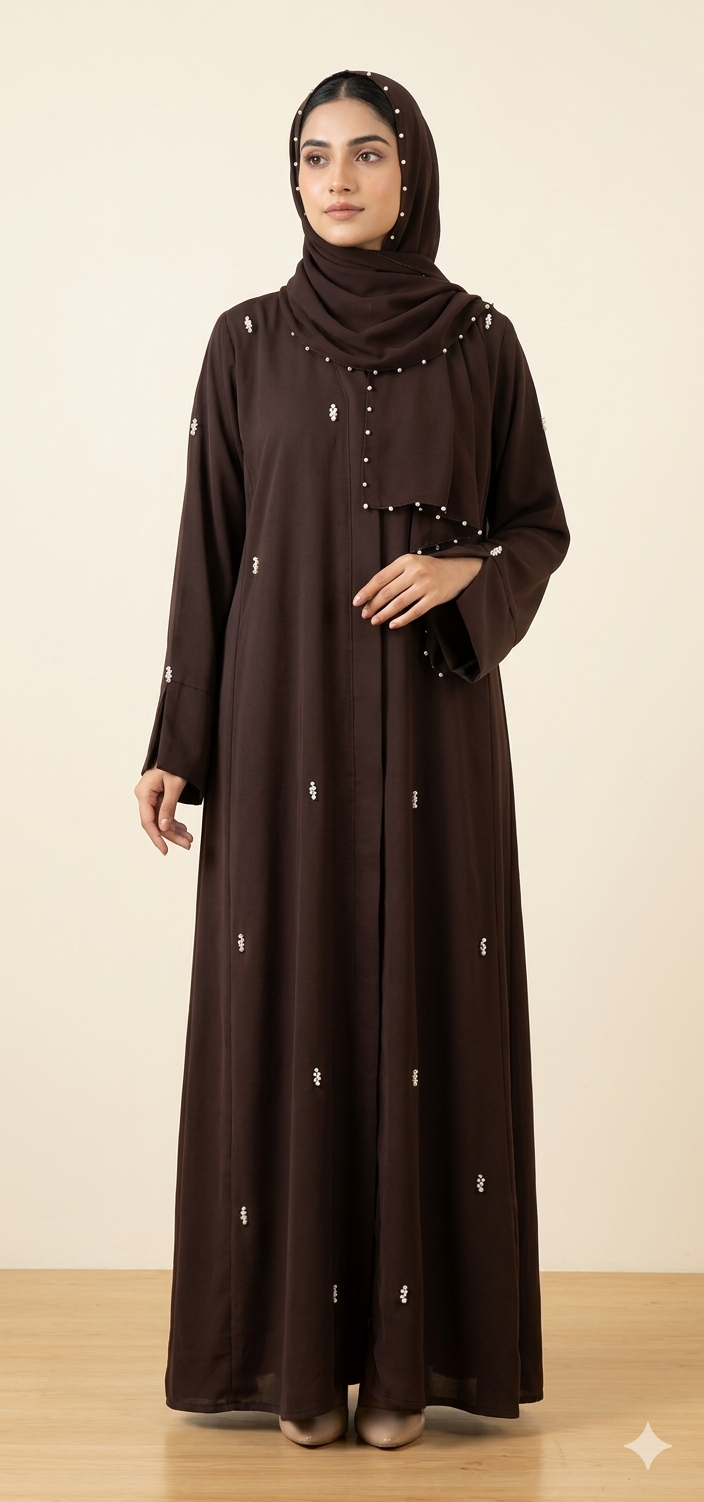 Model wearing elegant abaya